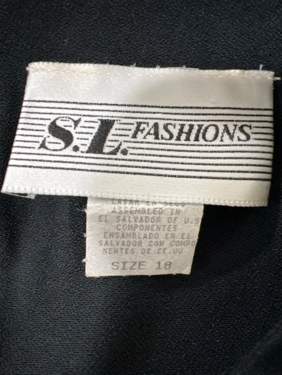 SL Fashions Black Long-Sleeve Midi Dress with Ornate Waist Accent - Picture 7 of 8